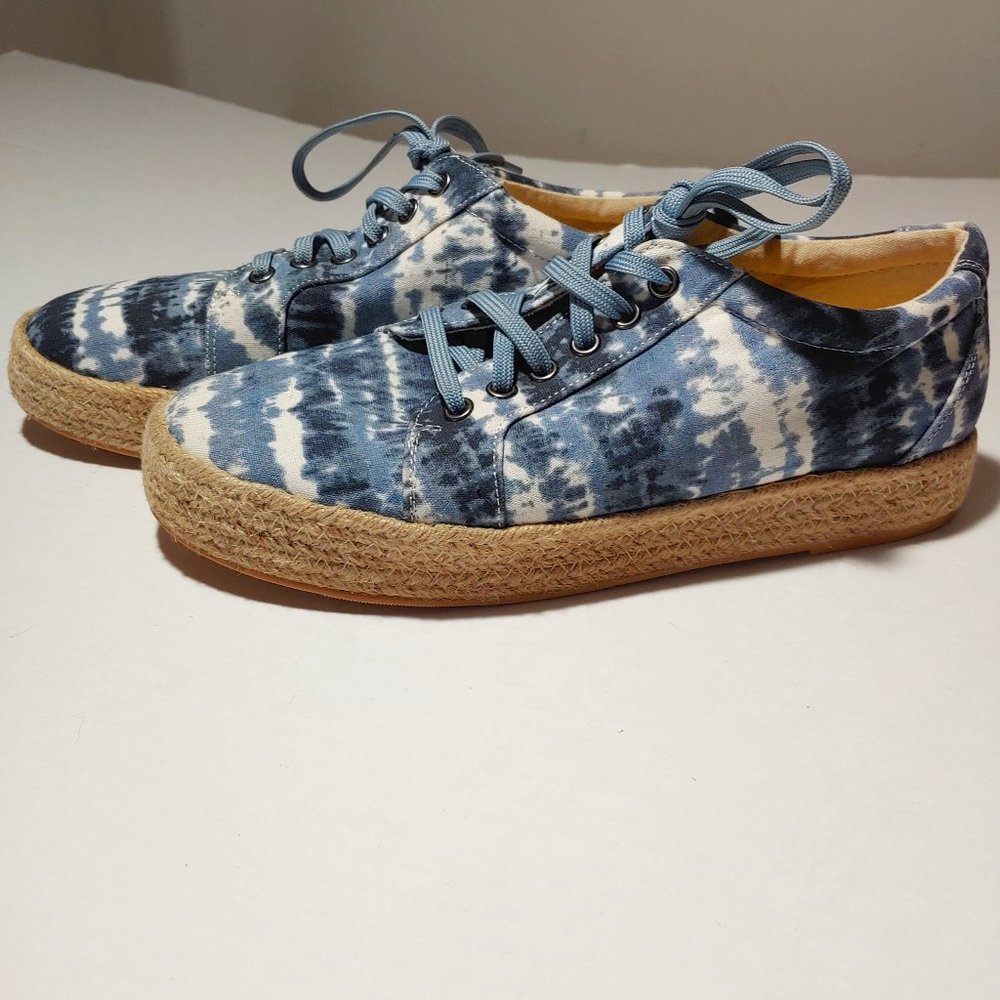 Boutique by Corkys Tie Dye Platform Lace Up Espadrilles  Size 10 Blue